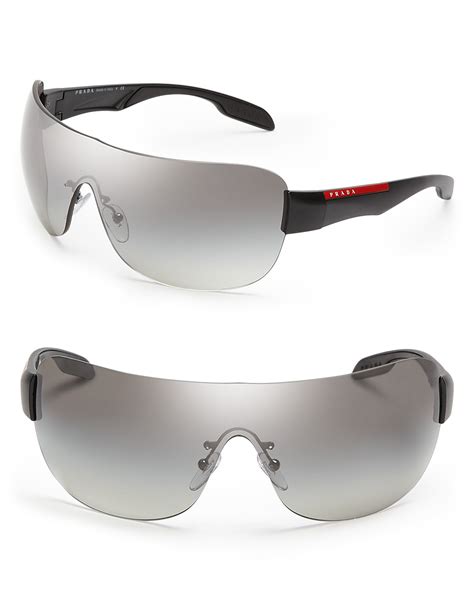 prada shield sunglasses black and red|Prada ladies catwalk sunglasses.